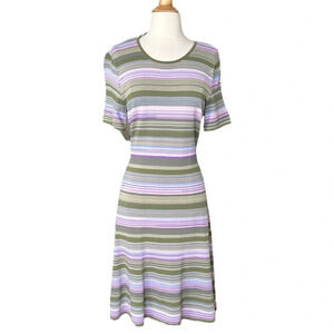SHOSHANNA‎ Adena Multi-Colored Stripe Knit Dress Retro Preppy Career, Size Large